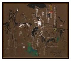 LeRoy Neiman Original Acrylic Painting Signed Horse Racing Sports Framed Artwork