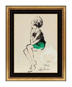 Vintage LeRoy Neiman Original Acrylic Painting Female Portrait Playboy Hand Signed Art