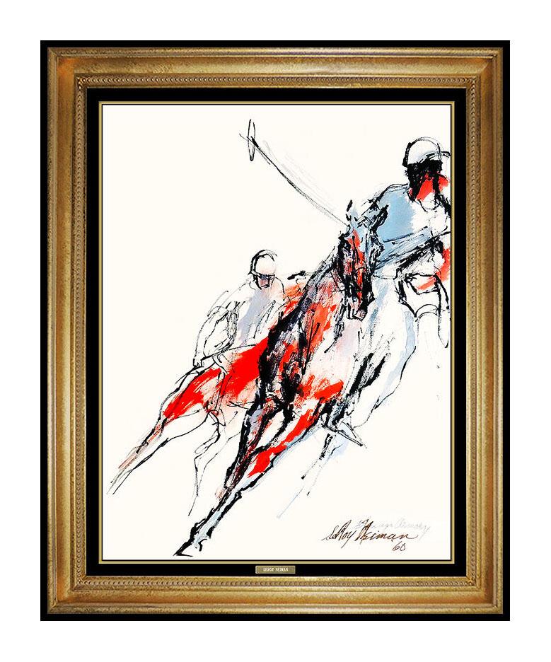 Leroy Neiman Figurative Painting - LeRoy Neiman Original Acrylic Painting Signed Horse Racing Artwork Polo Sports