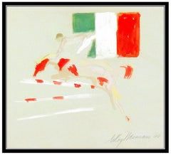 LEROY NEIMAN Original Acrylic PAINTING Signed Horse Sports Art Racing AUTHENTIC