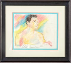 Leroy Neiman Original Colored Pencil Drawing Muhammad Ali Signed Dated Rare