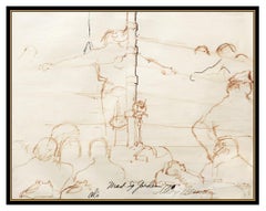 LeRoy Neiman Original Ink Drawing Signed Muhammad Ali Joe Frazier Boxing Artwork