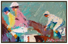 LeRoy Neiman Original Oil Painting on Board Signed Horse Racing Jockey Sport Art