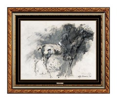 LeRoy Neiman Original Oil Painting Signed Horse Racing Belmont Jockey Sports Art