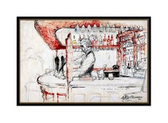 LeRoy Neiman Original Oil Painting Signed London Star Tavern Bar Scene Artwork