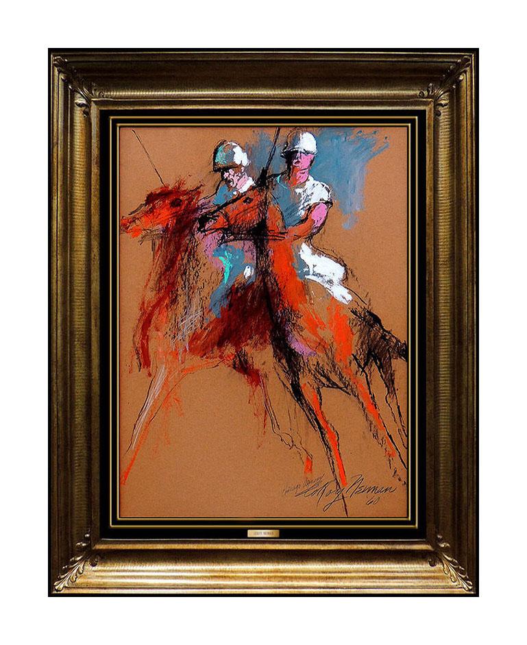 Leroy Neiman Figurative Painting - LeRoy Neiman Original Painting Oil On Board Signed Horse Sports Authentic Art