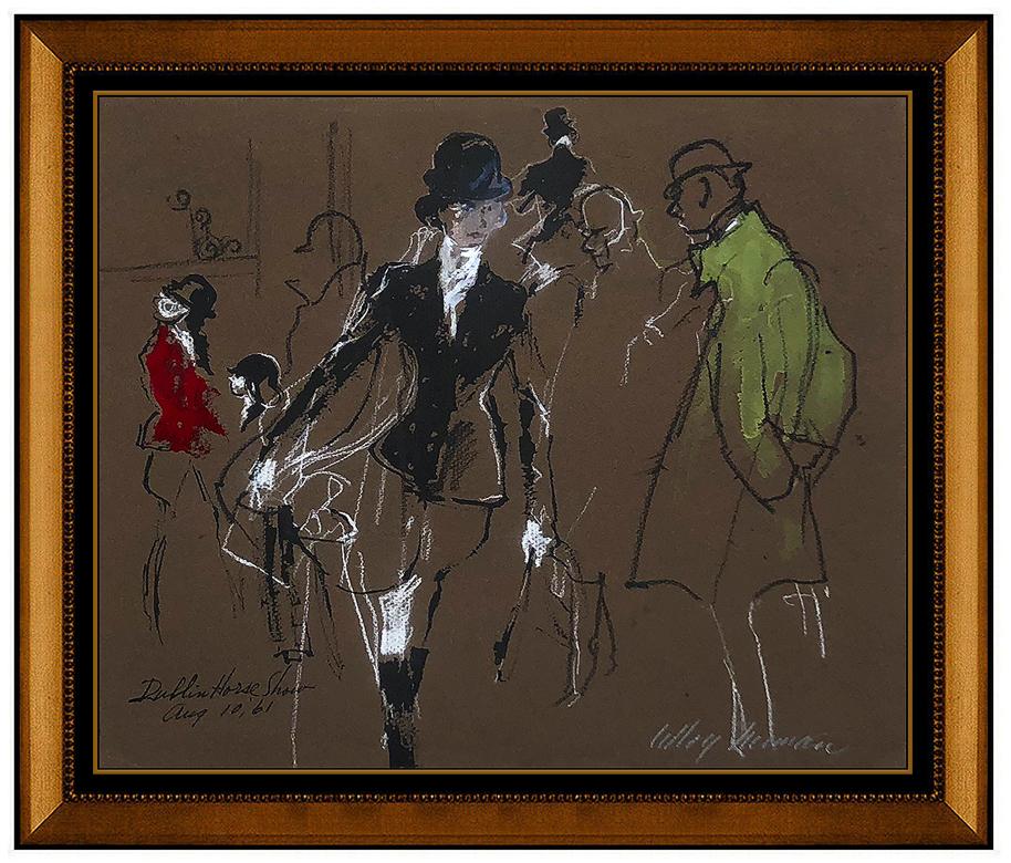 Leroy Neiman Figurative Painting - LeRoy Neiman Original Painting Signed Horse Racing Sports Authentic Framed Art