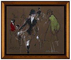 LeRoy Neiman Original Painting Signed Horse Racing Sports Authentic Framed Art