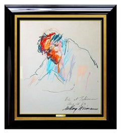 Vintage LEROY NEIMAN Original PAINTING Signed Oil Pastel Authentic Playboy Artwork SBO