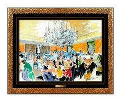 LeRoy Neiman Original Painting Signed Pump Room Chicago Bar Scene Acrylic Oil