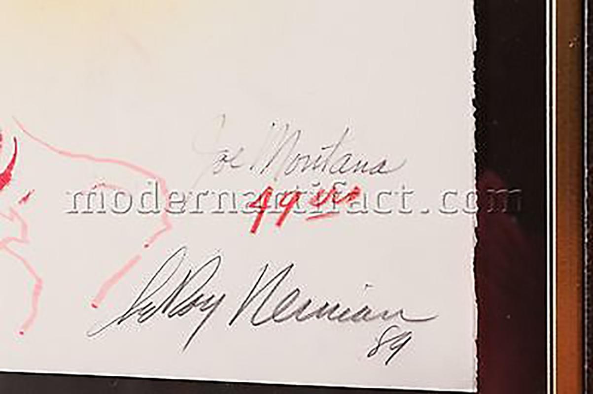 Leroy Neiman Original Pastel Painting Joe Montana Superbowl 1989 Original COA For Sale 2