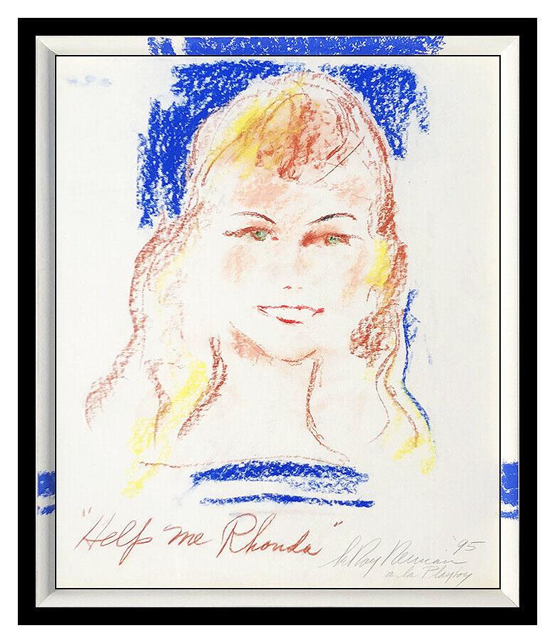 Leroy Neiman Portrait Painting - LeRoy Neiman Original Pastel Painting Playboy Playmate Rhonda Signed Framed Art