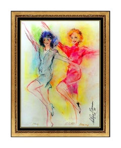 Vintage LeRoy Neiman Original Pastel Painting The Rockettes Signed Female Artwork oil