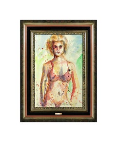 Vintage LeRoy Neiman Original Playboy Painting Candace Collins Watercolor Signed Artwork