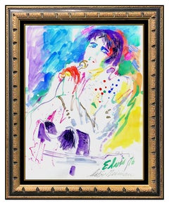 LeRoy Neiman Original Watercolor Painting Elvis Presley Signed Framed Artwork