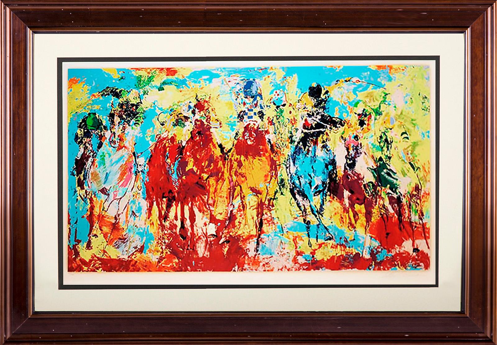 Title: Stretch Stampede 

Size: 30' X 45' 
Framed: 39 1/2 X 58 1/4 
Year: 1979 

Neiman's horse racing pieces are some of his most desired pieces.  This particular piece is legendary in his collection of serigraphs with the original selling at