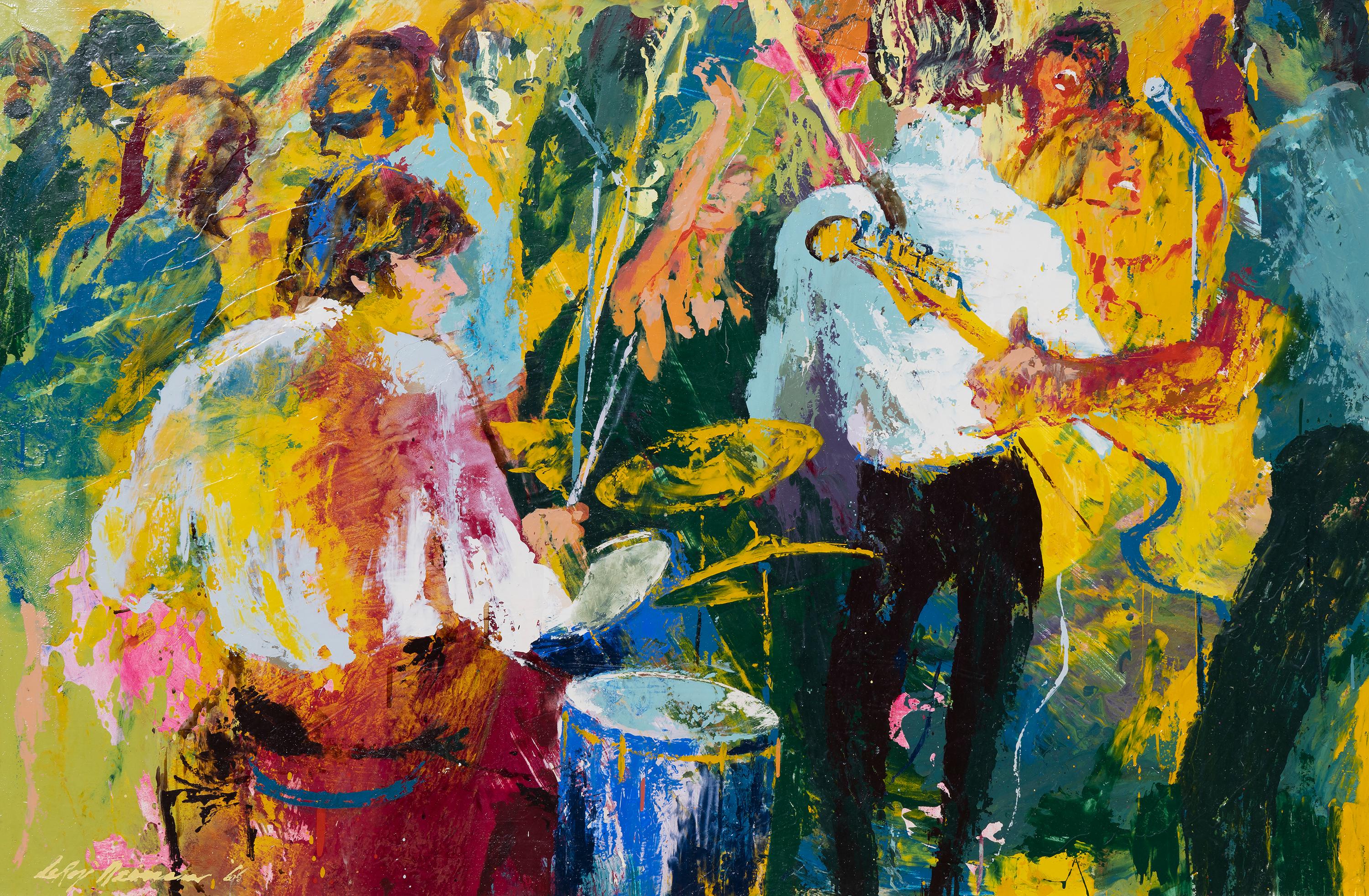 Leroy Neiman Abstract Painting - Polanski on the Drums at Dolly’s