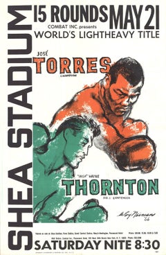 1966 LeRoy Neiman 'Jose Torres Vs. "Irish" Wayne Thornton' Expressionism Red, Gre