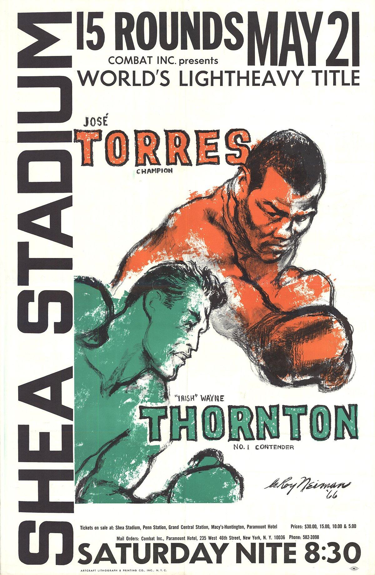 1966 LeRoy Neiman 'Jose Torres Vs. "Irish" Wayne Thornton' 