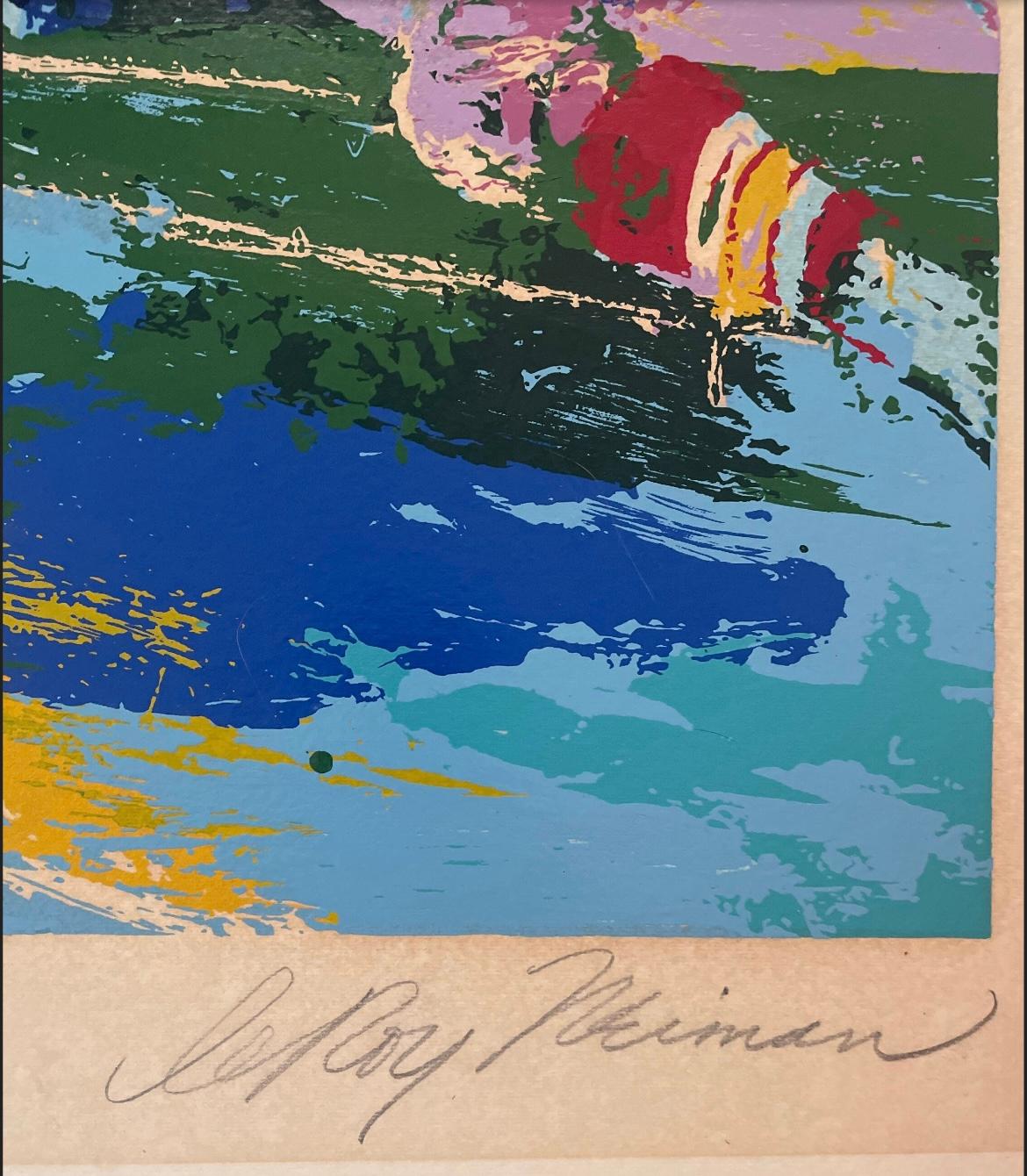 This is an Leroy Neiman lithograph signed artist proof (1974 rushing back). In good condition measures 27x39. Comes Unframed