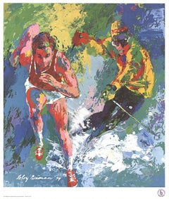 1979 After LeRoy Neiman 'Olympic Skier and Runner' Expressionism USA Offset