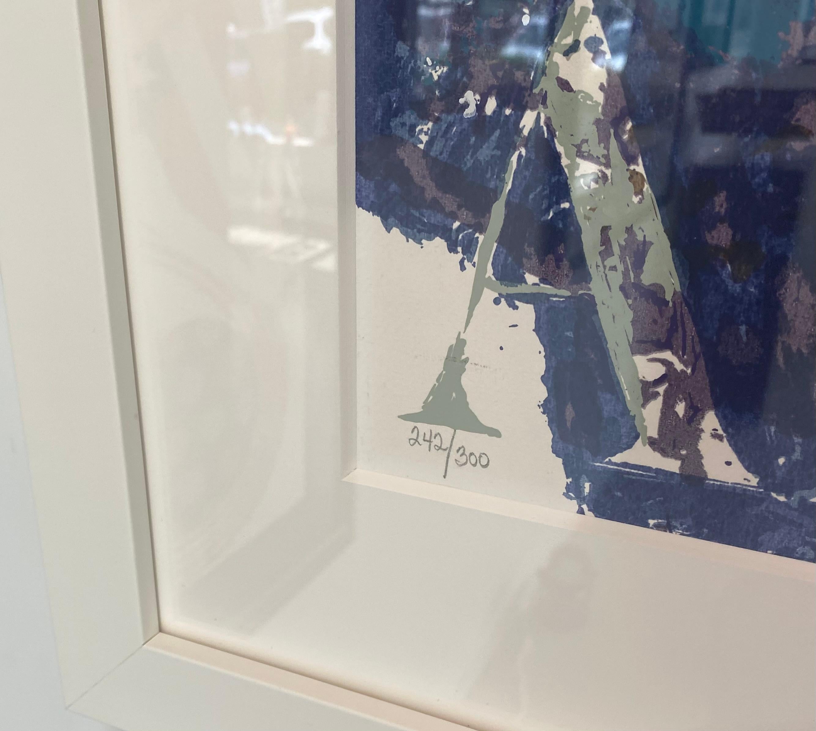 Réalisée en 1972, cette très rare sérigraphie d'Al Capone par LeRoy Neiman, signée et numérotée à la main, est en excellent état. Encadré à l'aide d'un passe-partout 8 plis sans acide et d'un verre plexi UV, encadré dans un cadre épais en bois peint