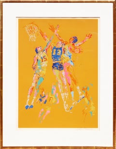 Used "Basketball" Orange Toned Abstract Serigraph