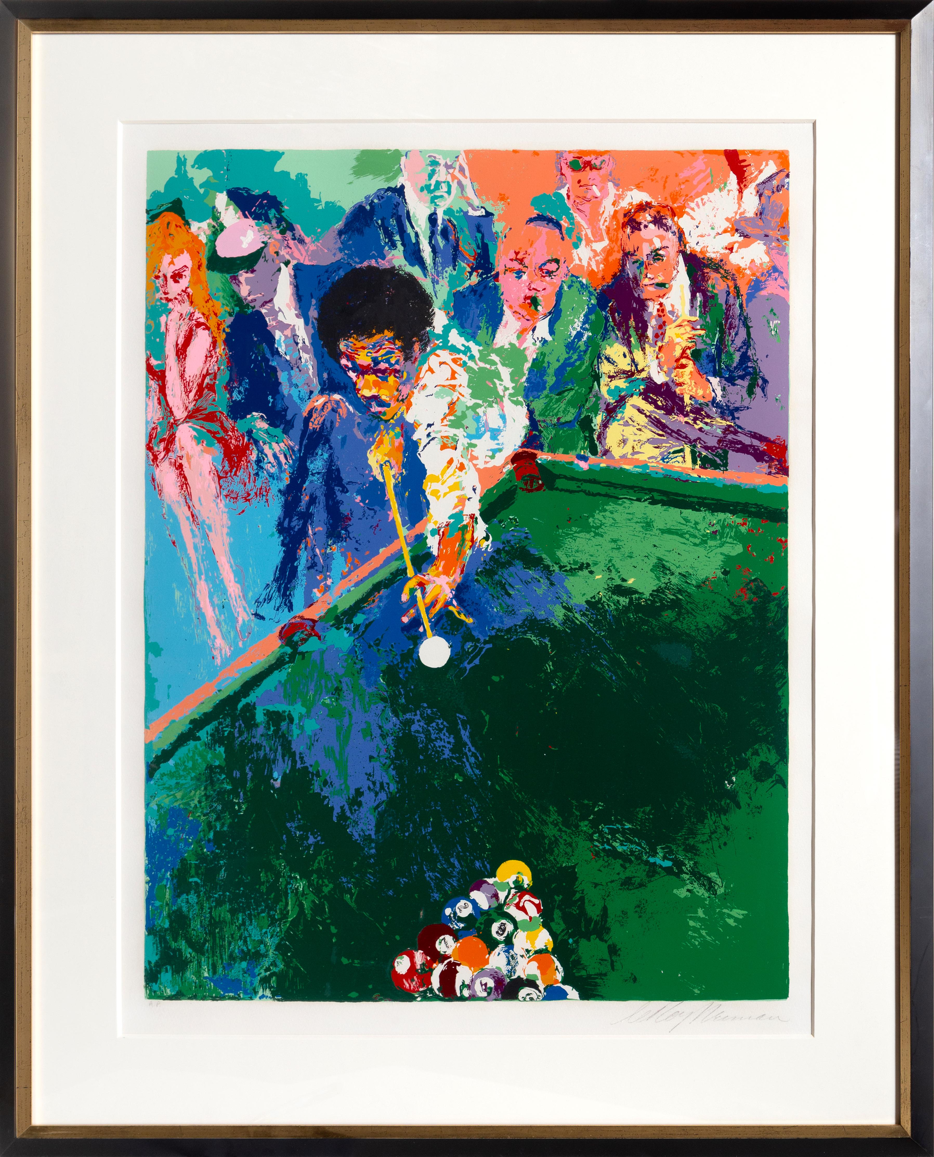 Leroy Neiman Figurative Print – Black Break, Siebdruck von LeRoy Neiman