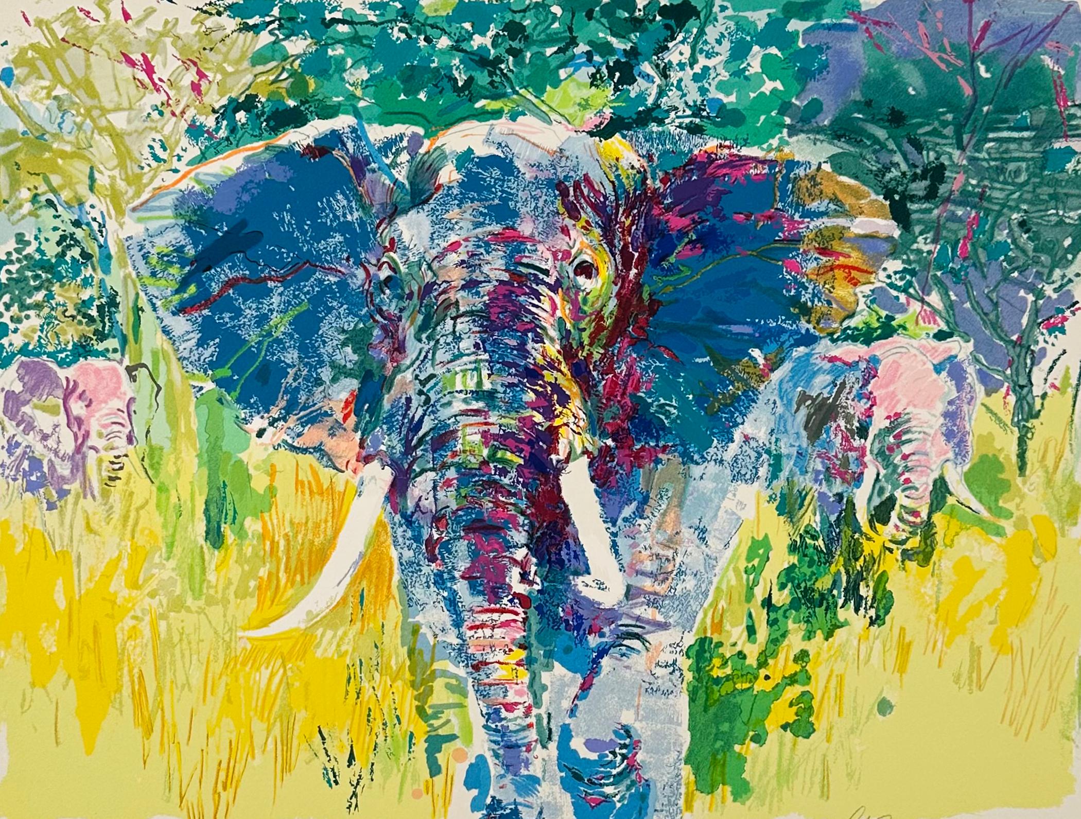 Leroy Neiman Animal Print – Elefantenbulle
