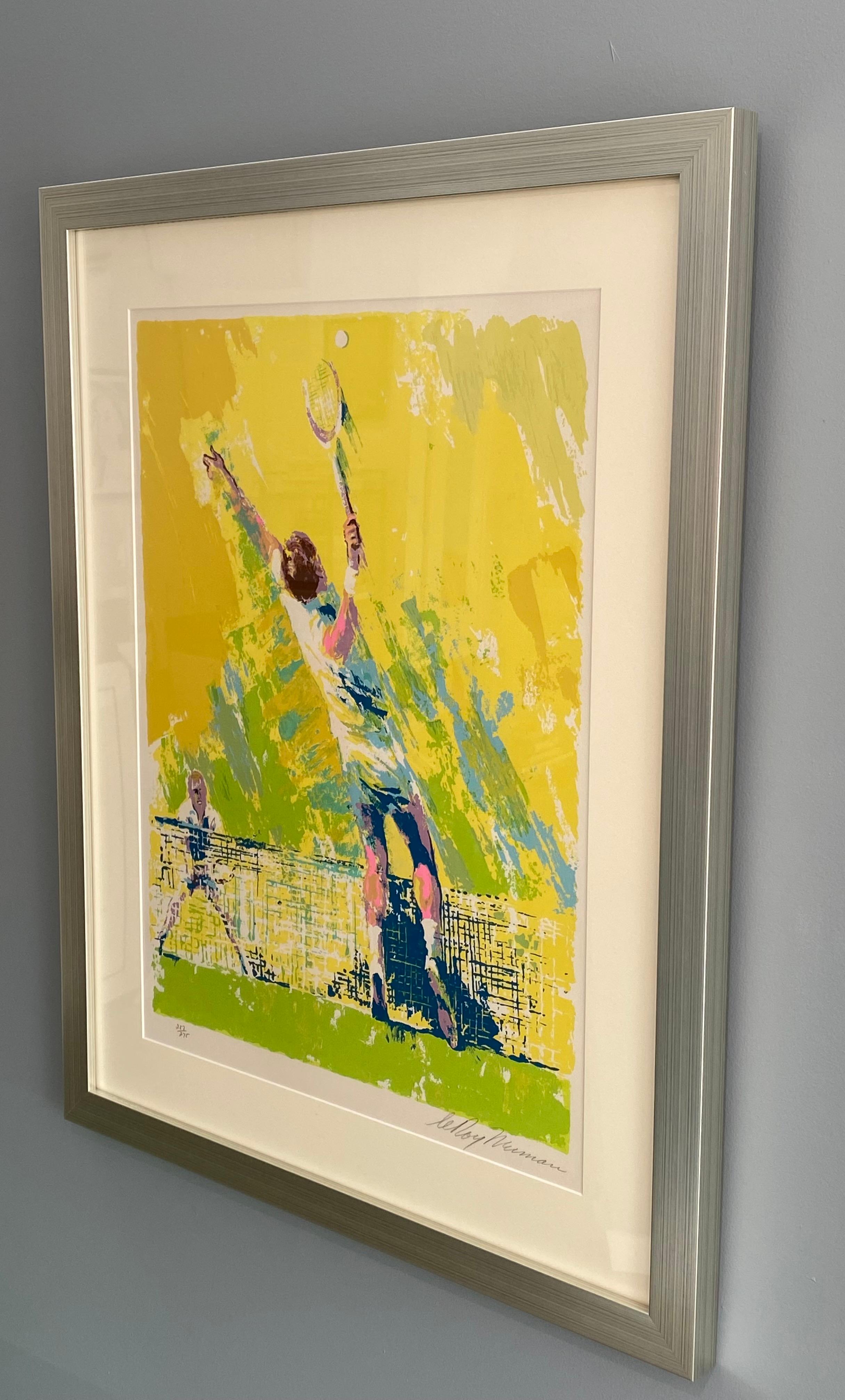 Vintage tennis screen print by artist LeRoy Neiman titled Deuce, and created in 1972. This print is in excellent condition. Image dimensions are 26