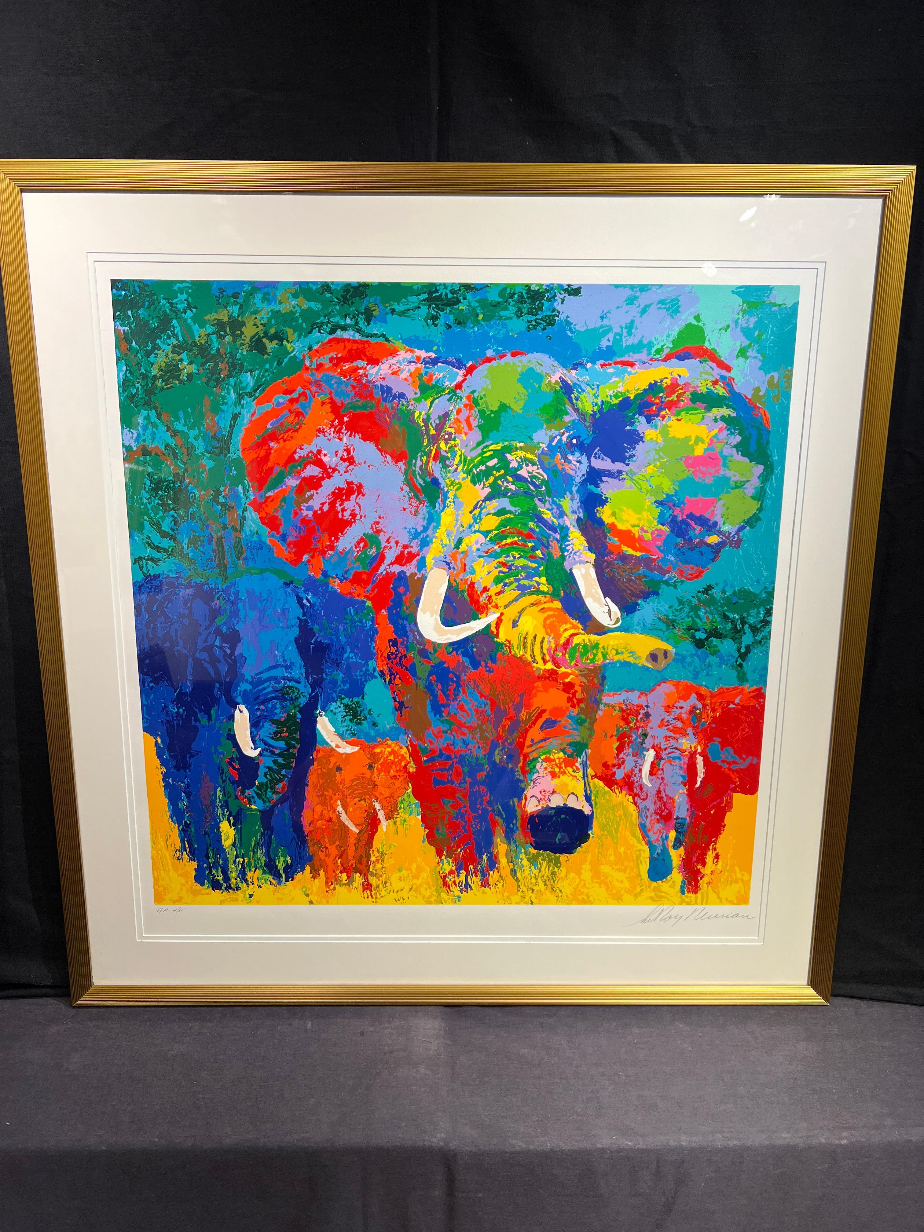 Carica dell'elefante - Print di Leroy Neiman