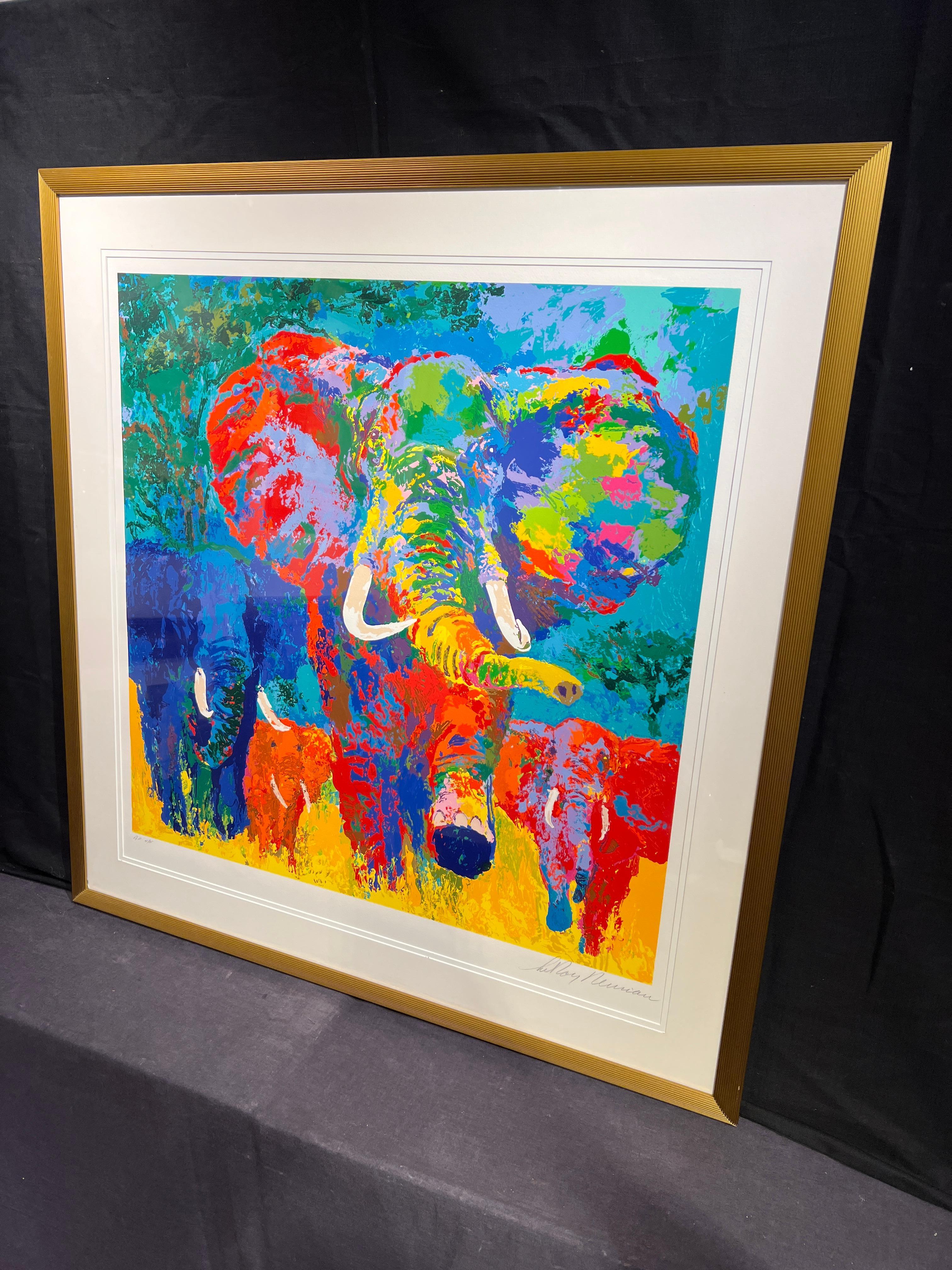 Carica dell'elefante - Print American Modern di Leroy Neiman