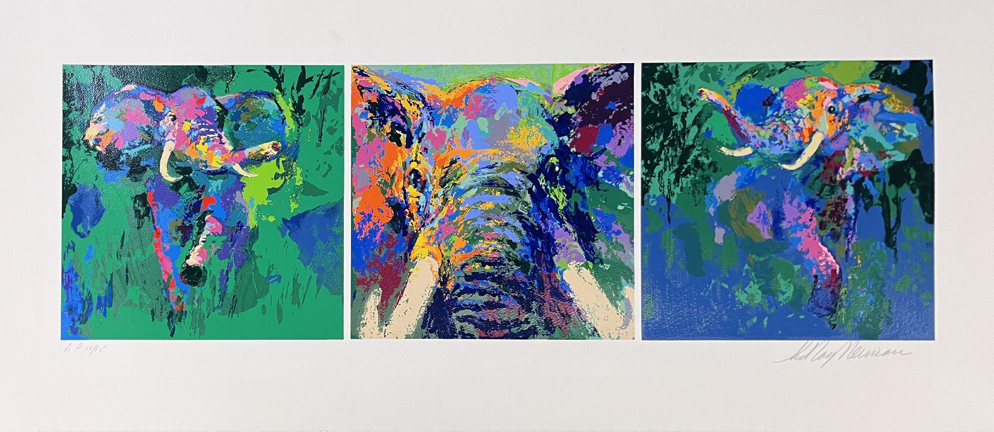 Elephant Tryptic - Print by Leroy Neiman