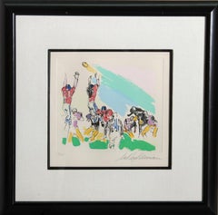 Montre de terrain, gravure couleur de football par LeRoy Neiman 1972