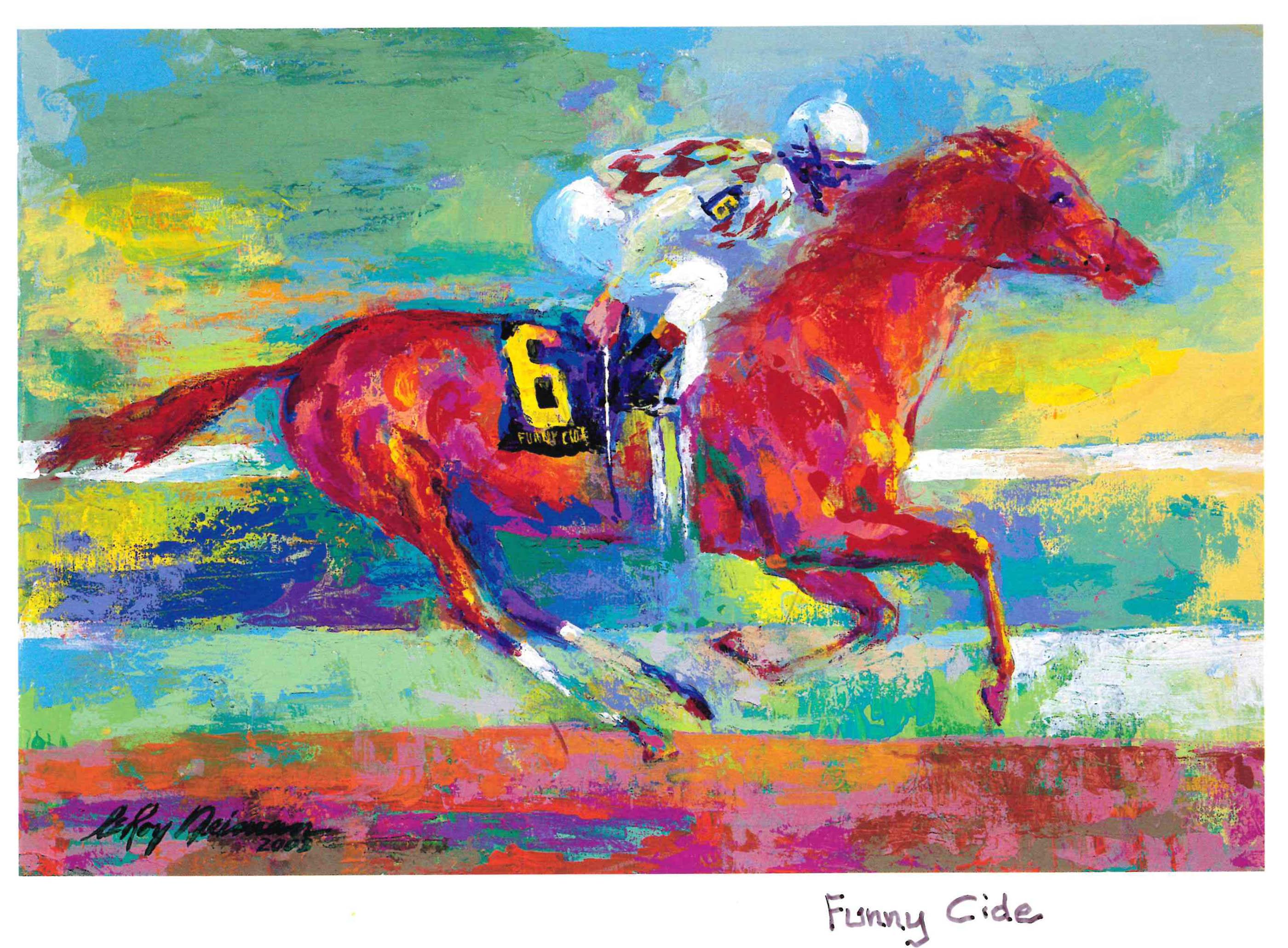 Leroy Neiman Print - Funny Cide - Limited Edition - Hand signed and numbered by LeRoy Neiman