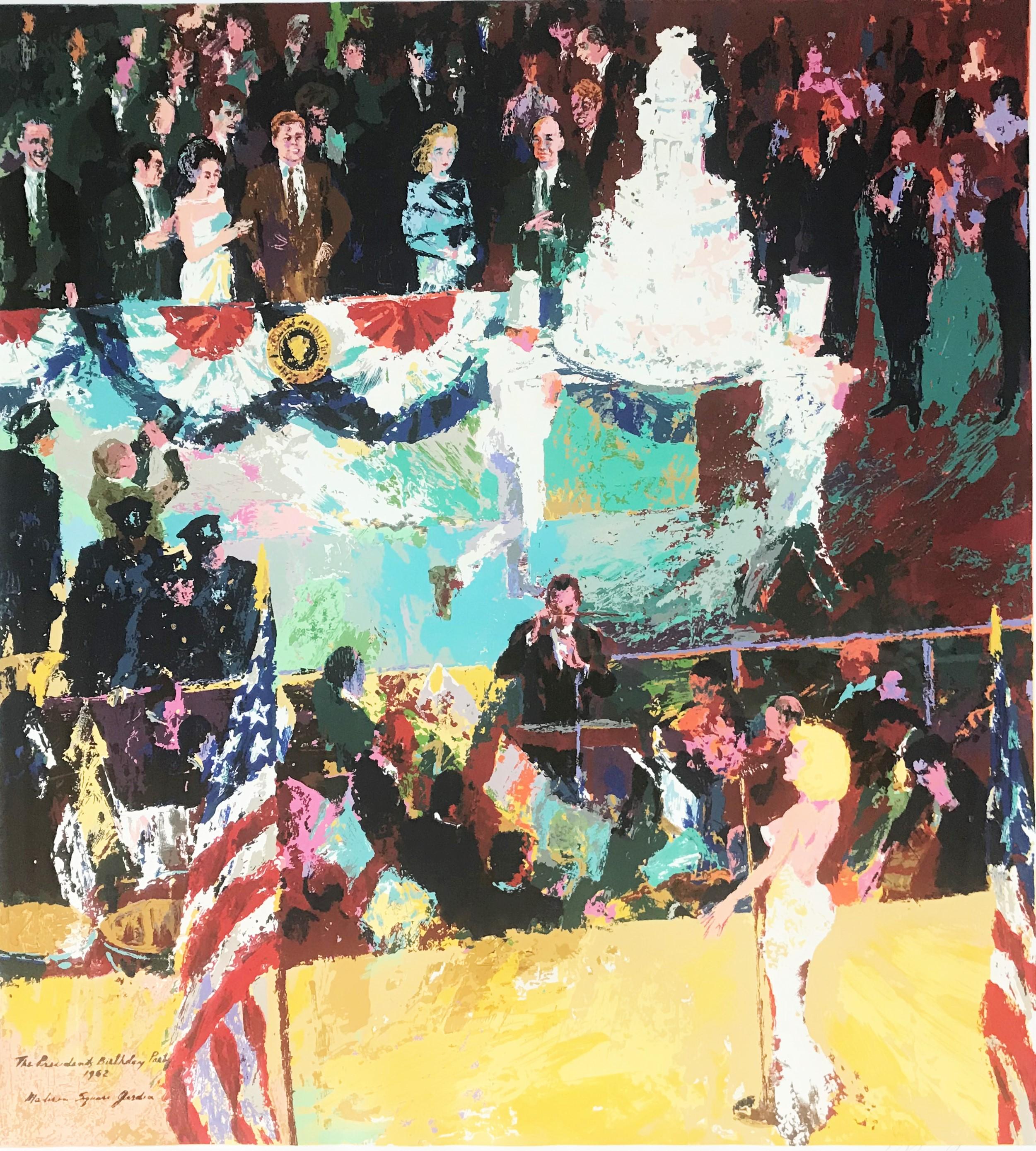 « Happy Birthday Mr. President », Marylin Monroe chantant pour le président John F. Kennedy - Print de Leroy Neiman