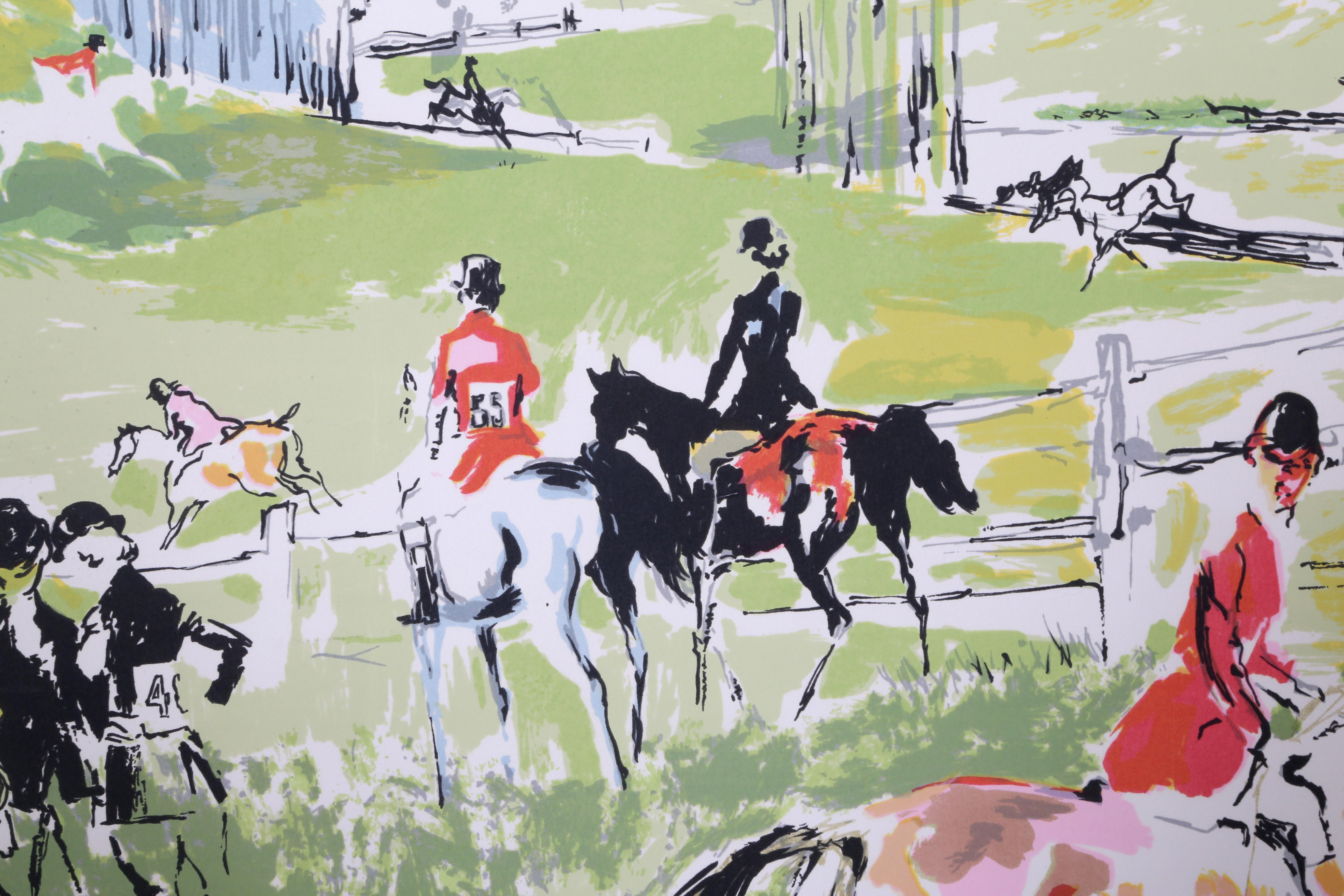 Artist: LeRoy Neiman, American (1921 - 2012)
Title:	Hunter Trials
Year: circa 1972
Medium:	Serigraph, Signed in pencil
Edition:	AP
Paper Size:	29 in. x 41 in. (73.66 cm x 104.14 cm)