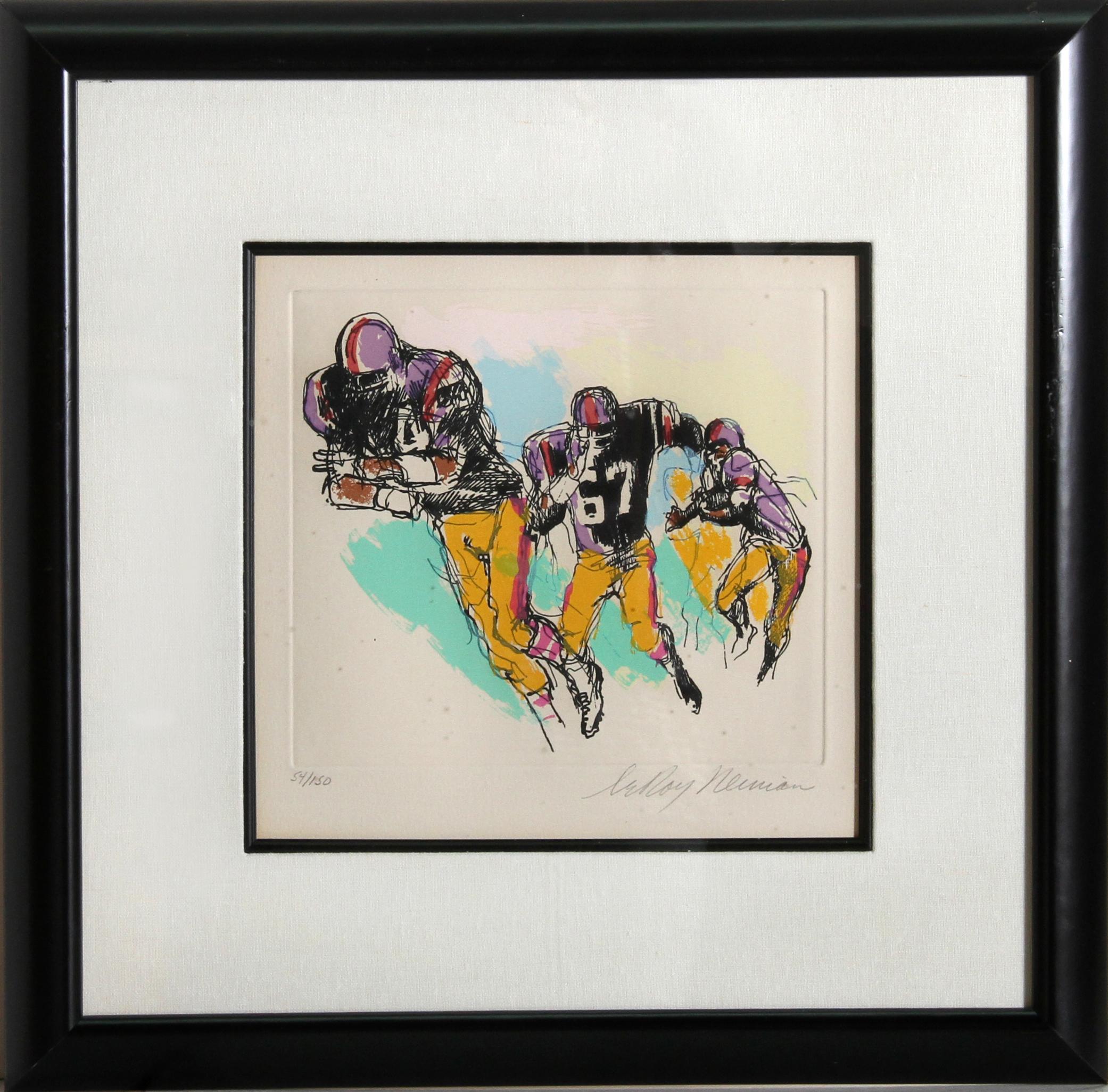 Interference, Football Color Etching by LeRoy Neiman 1972