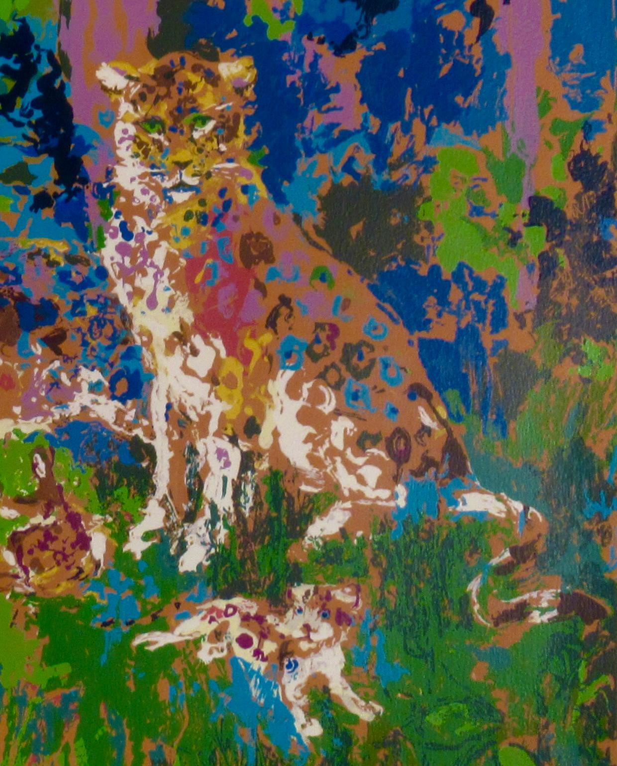 Familia Jaguar - Figurative Print Beige de Leroy Neiman