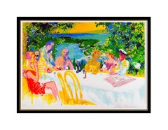 Large LEROY NEIMAN Original SIGNED Serigraph Wine Alfresco Framed Art Painting