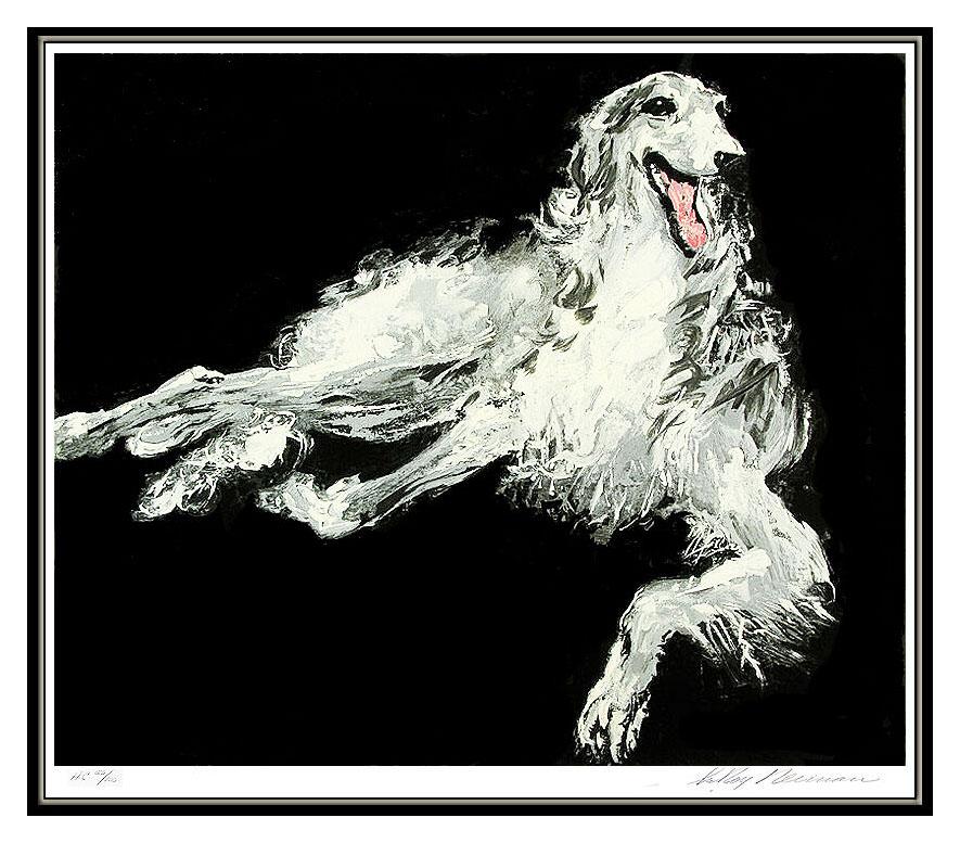 LeRoy NEIMAN Borzoi Dog Color Serigraph Hand Signed Large Animal Artwork Framed - Print by Leroy Neiman