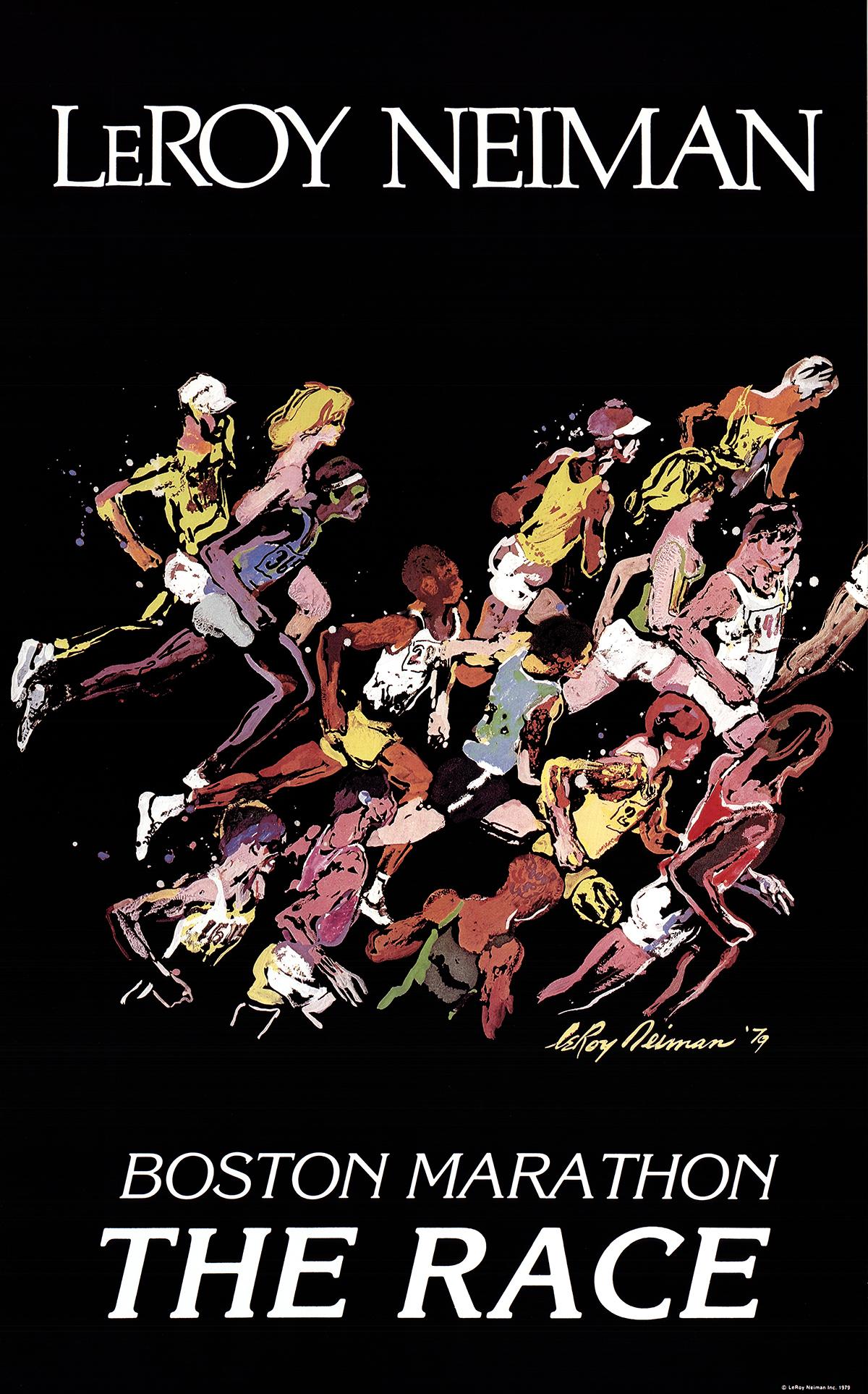 After LeRoy Neiman-Boston Marathon-38" x 23.5"-Poster-1979-Expressionism-Black - Print by Leroy Neiman