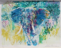 Leroy Neiman Bull Elephant FRAMED H/S & Numbered Serigraph Publisher COA