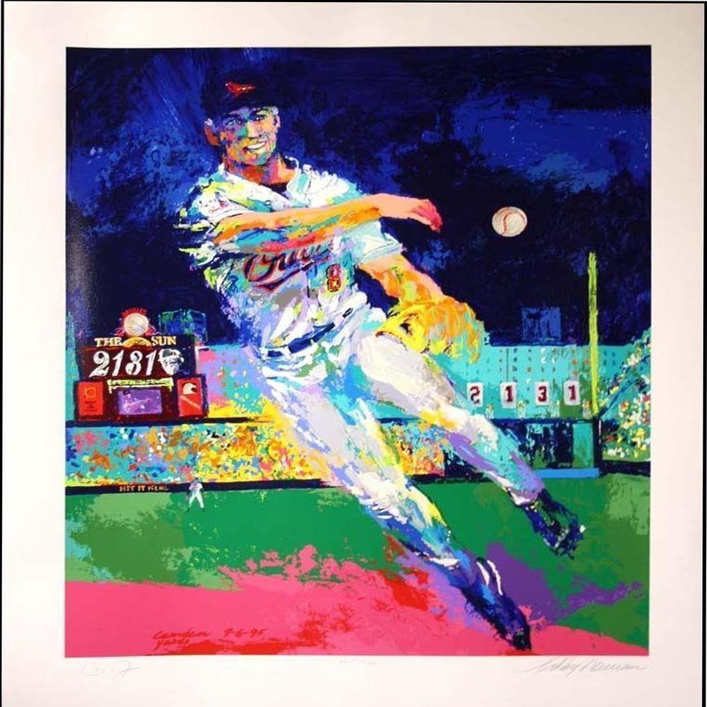 LEROY NEIMAN Cal Ripken Baltimore Orioles Double Hand Signed& Numbered Serigraph - Print by Leroy Neiman
