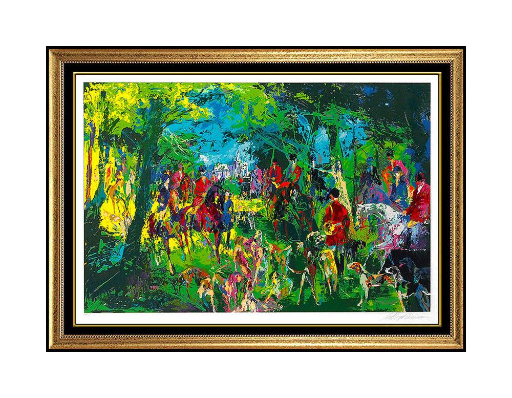 LeRoy Neiman Chateau Hunt Large Color Serigraph Hand Signed Horse Sports Artwork - Print by Leroy Neiman