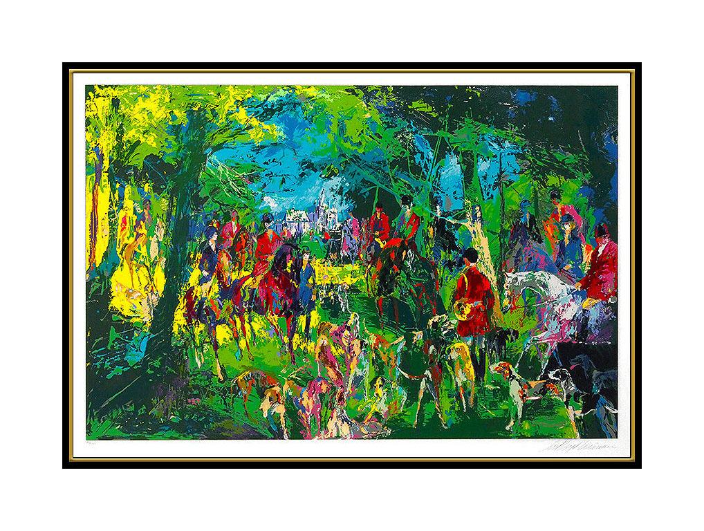 LeRoy Neiman Chateau Hunt Large Color Serigraph Hand Signed Horse Sports Artwork - Post-Impressionist Print by Leroy Neiman