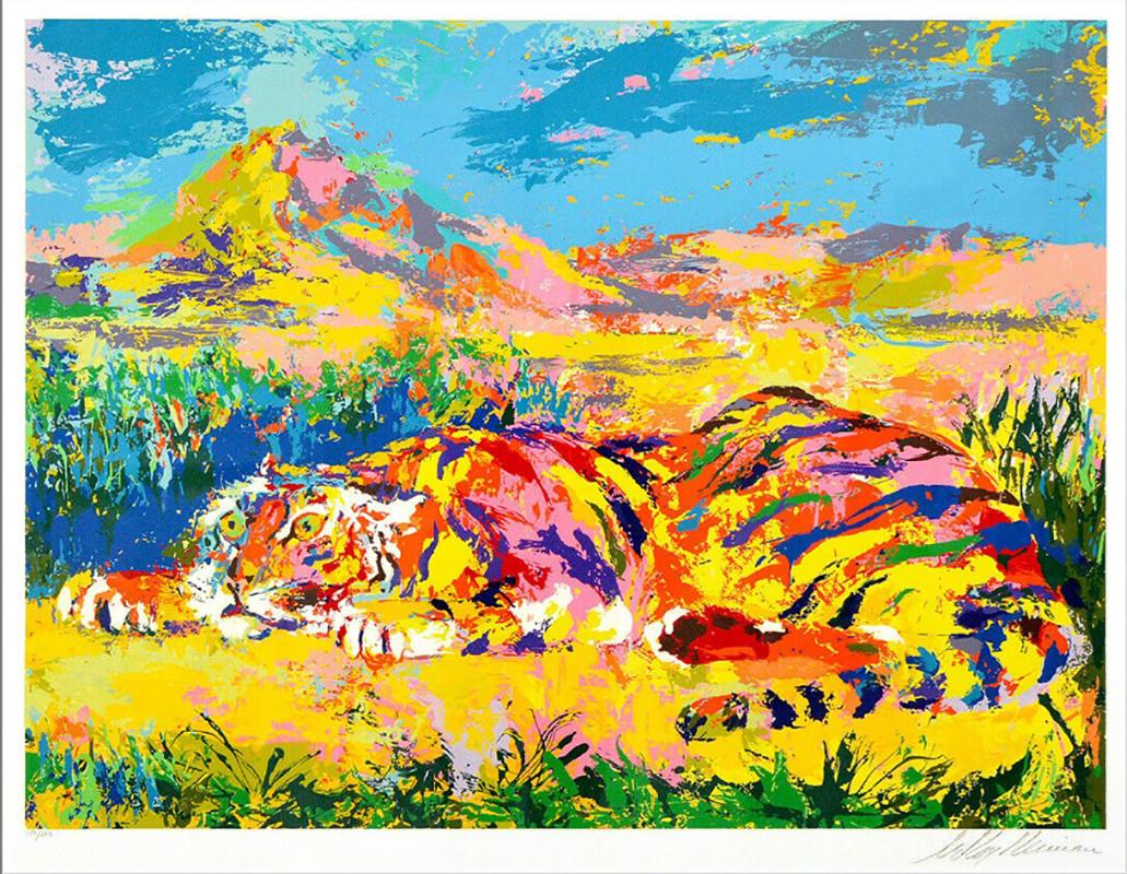 Animal Print Leroy Neiman - LeRoy Neiman 'Delacroix Tiger' 1977, Sérigraphie signée et numérotée