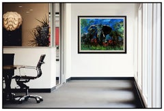 LeRoy Neiman Elephant Stampede Serigraph Large Original Hand Signed Animal Art