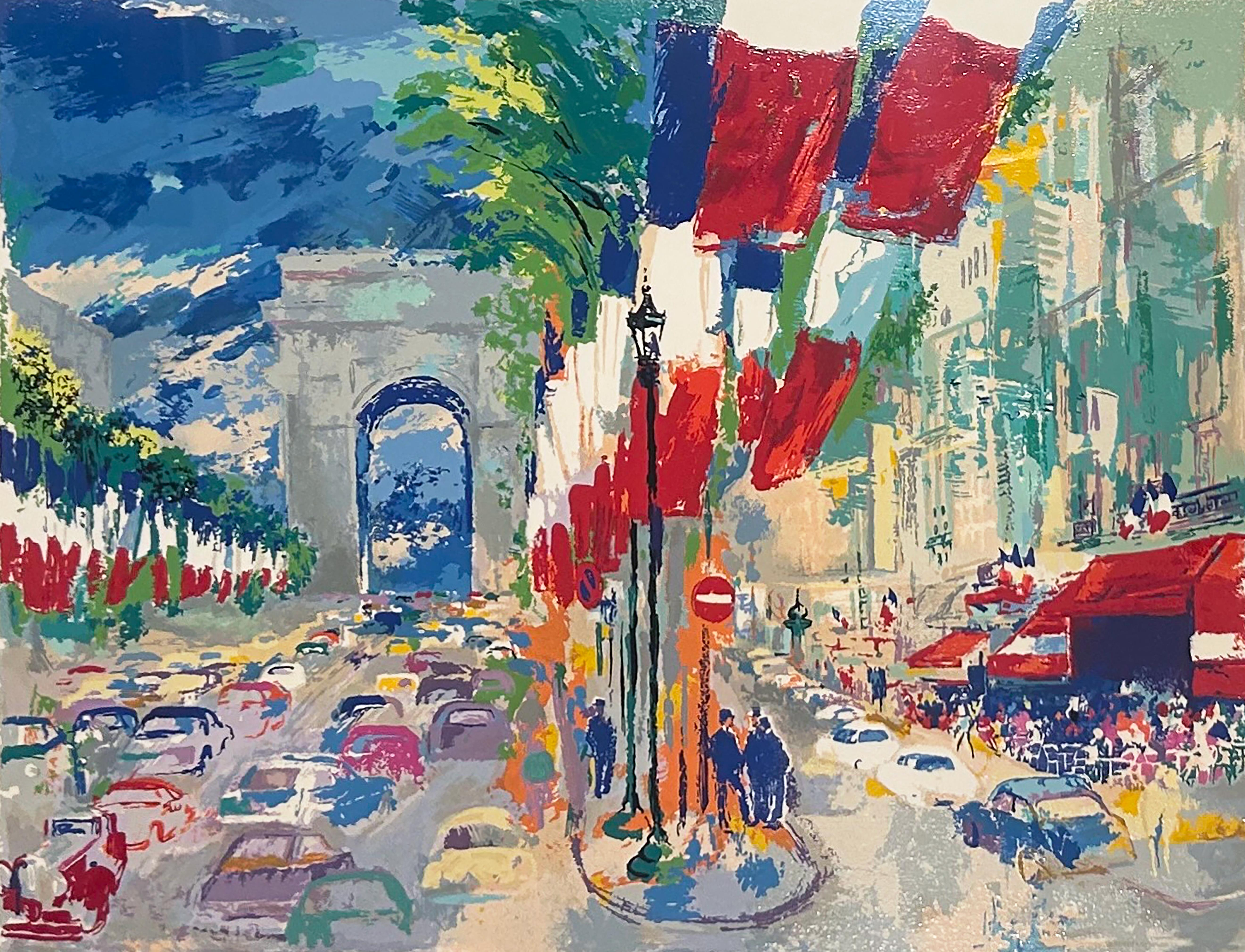 LeRoy Neiman Expressive Paris Siebdruck, 1994, Signiert, Champs-Elysees