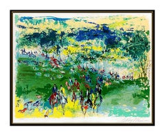 LeRoy Neiman Caccia alla volpe, serigrafia originale a colori firmata a mano, opera d'arte sullo sport del cavallo
